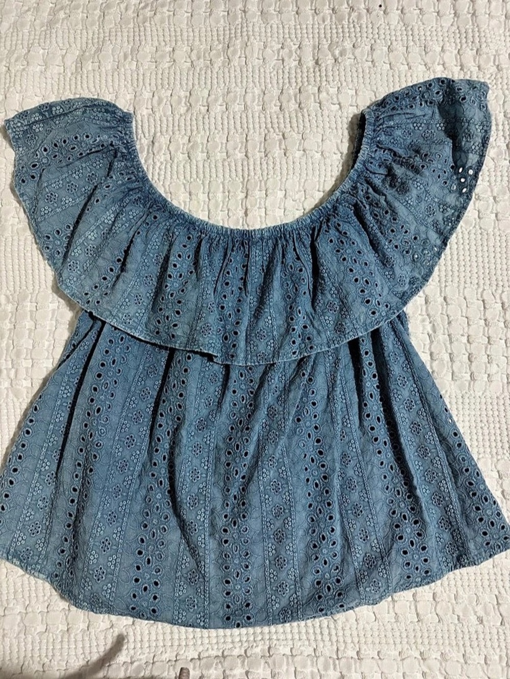 STYLE & CO Blue Eyelet Mini Dress Size Medium NWT